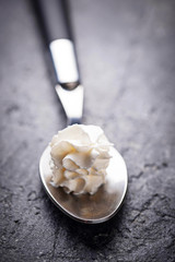 Whipped cream on a spoon