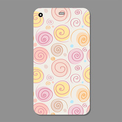 Fashionable abstract spiral ornament for mobile phone cover case. The visible part of the clipping mask. Vector illustration