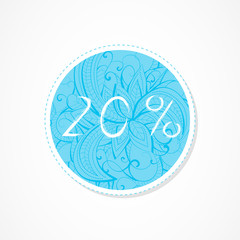 20 percent discounts inscription on decorative round backgrounds.