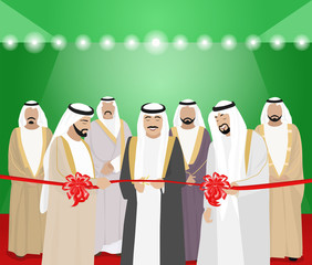 The cutting of ribbons by Arab men