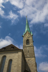 Fototapeta na wymiar Fraumunster Church in Zurich, Switzerland