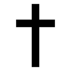 A black and white silhouette of a cross
