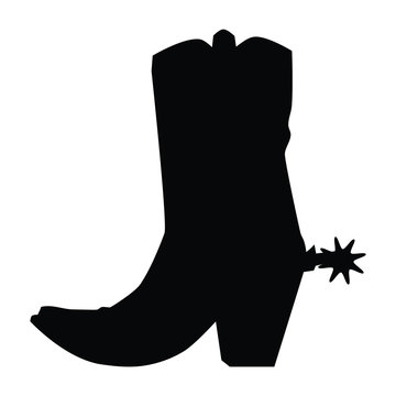 A black and white silhouette of a cowboy boot