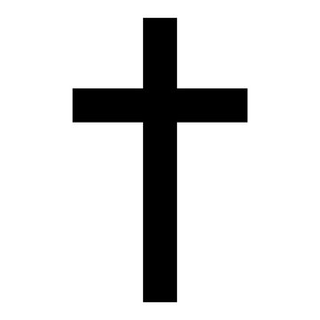 A black and white silhouette of a cross