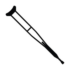 A black and white silhouette of a crutch