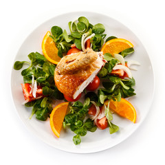 Grilled chicken fillet on white background