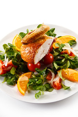 Grilled chicken fillet on white background