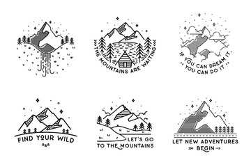 Travel set with emblems. Summer vector illustrations. Design