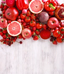 Poster Red color assorted vegetables and fruits © manyakotic