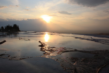 Pamukkale Türkei-Sonnenuntergang