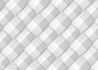 3d rendering. Abstract weaving  diagonal modern white square shape pattern wall background.