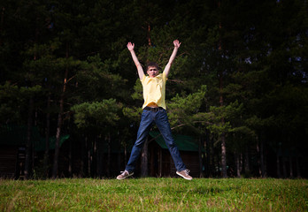 Fototapeta na wymiar Young Man jumping