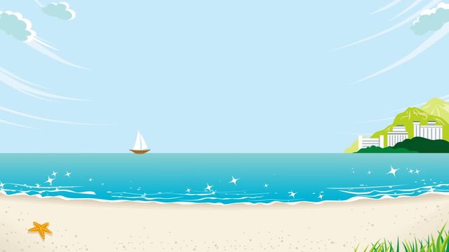 Loopable Sea surface waves animation -Summer beach