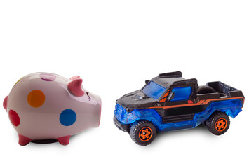 concept of savings to buy a car.