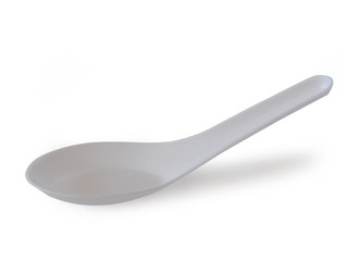 White plastic spoon.