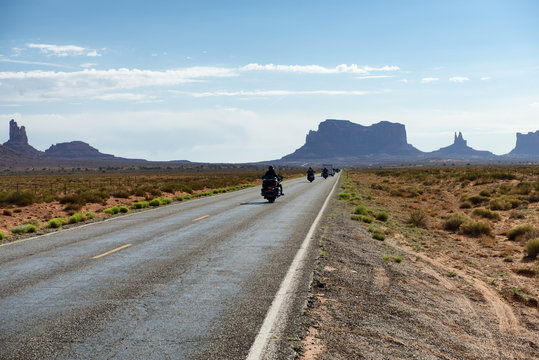 Bikers Riding To Monument Valley