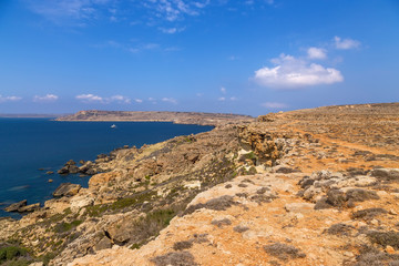 Fototapeta na wymiar Mellieha, Malta. Picturesque rocky coast in the north-west of the island