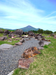 庭園と磐梯山