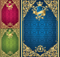 Vintage ornate decorative design - three color variants