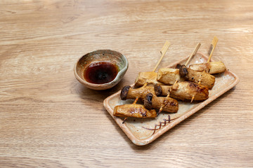 Mushrooms are cooked by barbecue (BBQ) style looking good and delicious taste. It is vegetarian food.