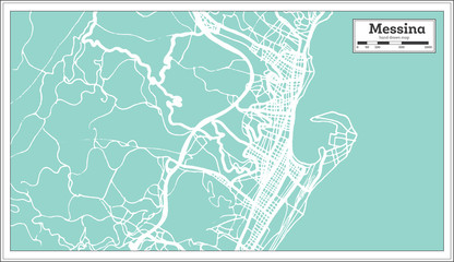 Messina Italy City Map in Retro Style. Outline Map.