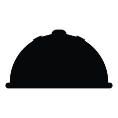 A black and white silhouette of a hard hat