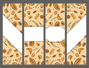 Hand drawn  bakery shop flyers set.