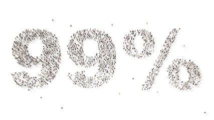 many people in form text 99 percent 3d rendering