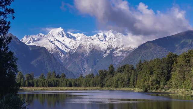 time lapse of clouds moving on top of Mount. Cook and Tasman