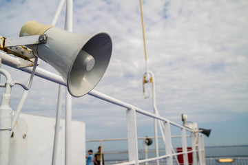 white megaphone on the ship