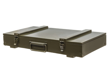 wooden green box for weapons isolated on white