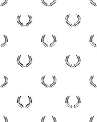 Black silhouettes of laurel wreaths, seamless pattern