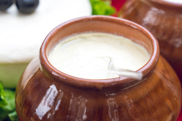 Matsoni or Matzoon. Georgian yoghurt, healthy food