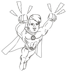 hero, superman, man, boy, costume, carnival, illustration, cartoon, strong, coloring