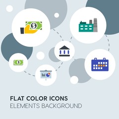 business, industry, charts flat vector icons and elements background with circle bubbles networks.Multipurpose use on websites, presentations, brochures and more