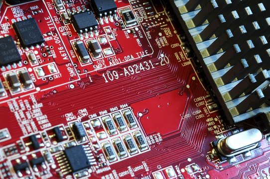 graphics card closeup. detail of electronic circuit