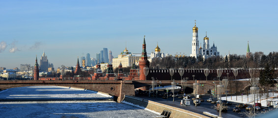 Winter panorama of Moscow Kremlin.