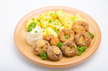Breaded mushrooms fried with mayo
