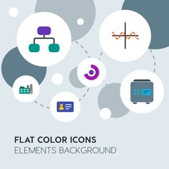 business, industry, charts flat vector icons and elements background with circle bubbles networks.Multipurpose use on websites, presentations, brochures and more