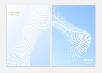 Business covers design. Abstract halftone dotted surface, brochure template. Vector graphic.