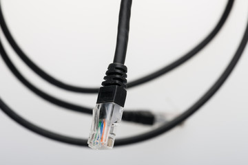 Network cables RG-45 Network connection Connectors close-up