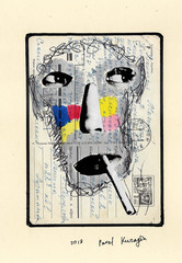 Retro portrait on vintage post card