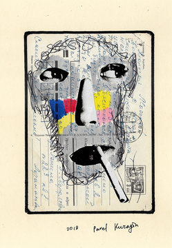 Retro portrait on vintage post card