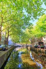 Fototapeta na wymiar View Of Canal In Gouda, Netherlands