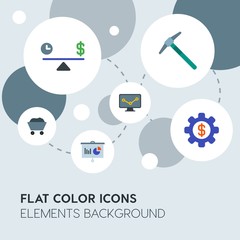 business, industry, charts flat vector icons and elements background with circle bubbles networks.Multipurpose use on websites, presentations, brochures and more