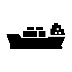Cargo ship icon, vector illustration. Flat design style.
