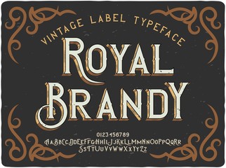 Vintage label typeface named 