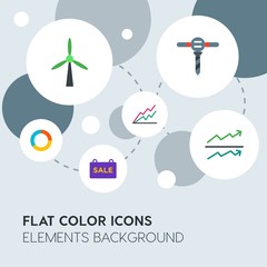 business, industry, charts flat vector icons and elements background with circle bubbles networks.Multipurpose use on websites, presentations, brochures and more