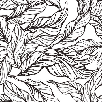 Tropical seamless pattern with nature leaf
