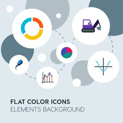 business, industry, charts flat vector icons and elements background with circle bubbles networks.Multipurpose use on websites, presentations, brochures and more
